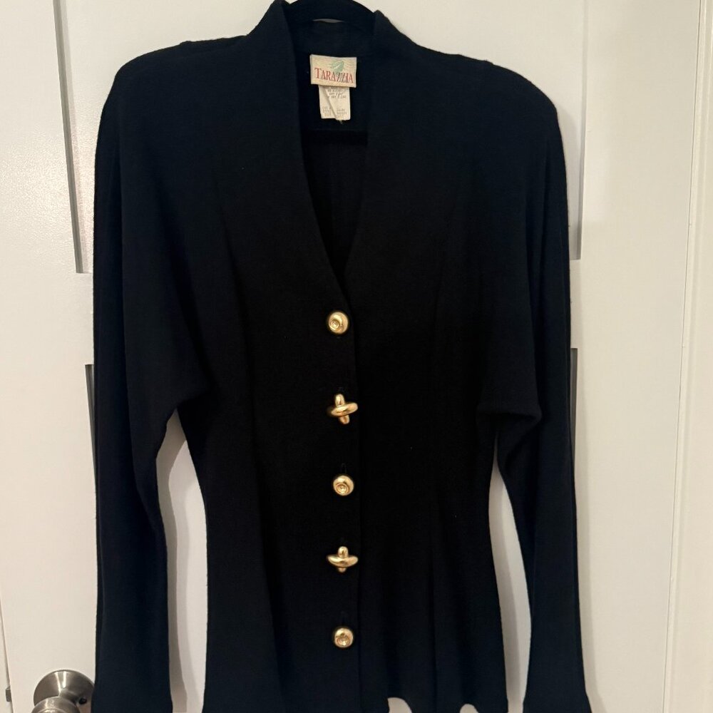 Vintage Tarazzia Black Sweater Jacket Size 11-12